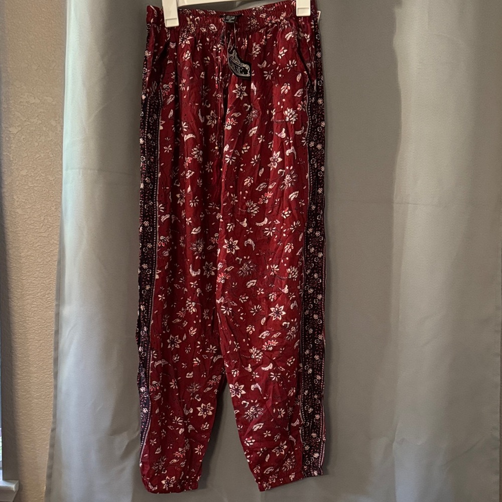 Angie Burgundy Floral Trousers